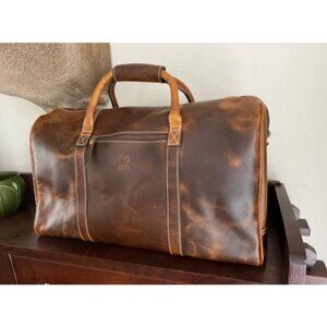 Handmade Leather Travel Duffel Bag - Airplane Underseat Carry On Bags